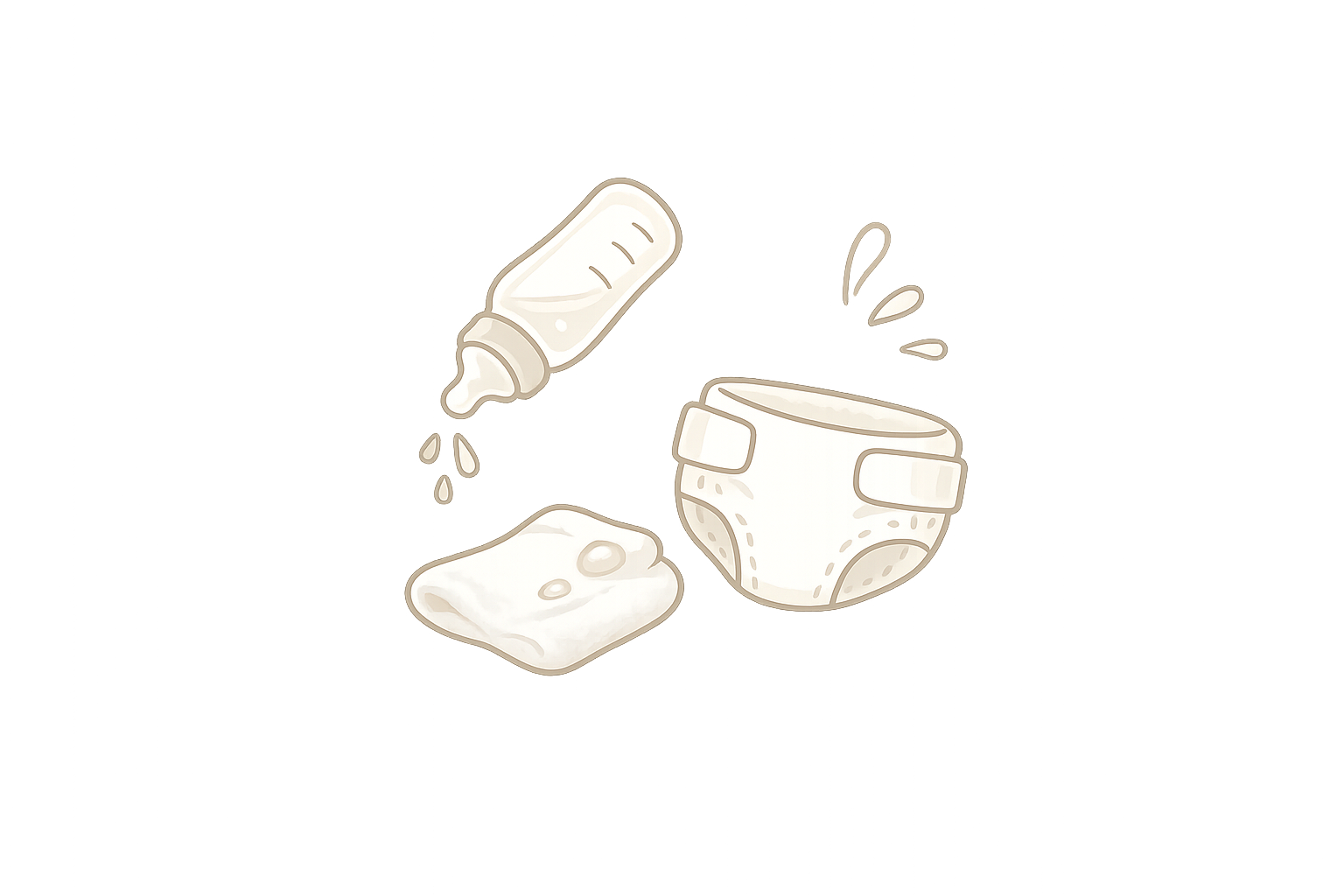 吐き戻しやオムツ漏れのイラスト